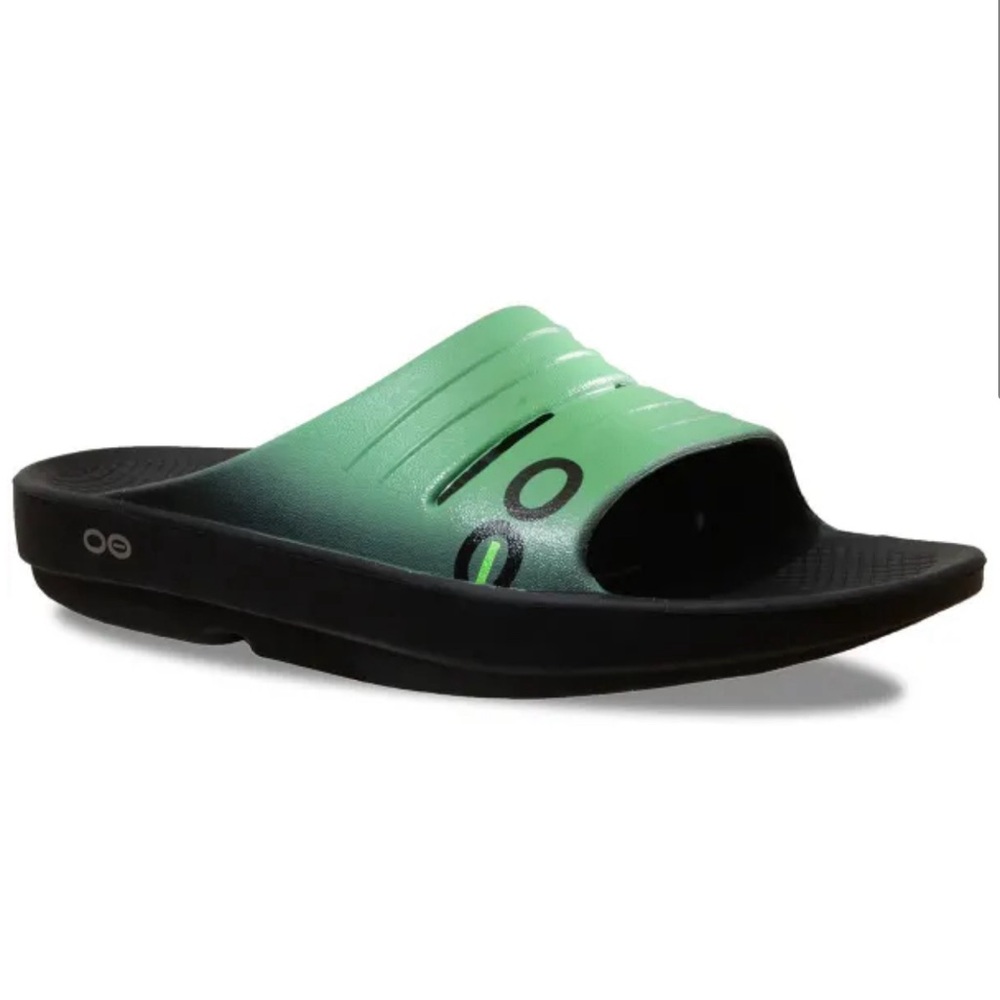 Oofos Women’s OOlala Slide Sandals Black/Seafoam Mens 8 Womens 10